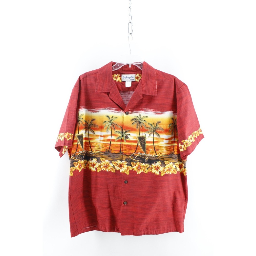 Vintage Bishop St Apparel Hawaiian Shirt 100% Cotton XL‎ Made in Hawaii
